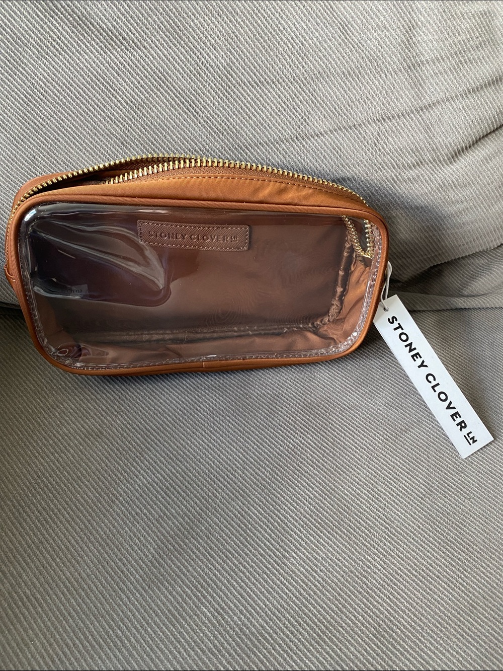 Stoney Clover Lane Clear-Front Cosmetic Pouch in Brown